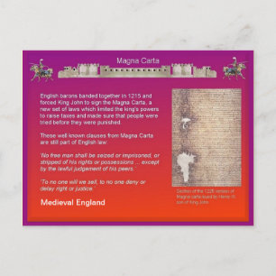 History,  Medieval England, Magna Carta Postcard