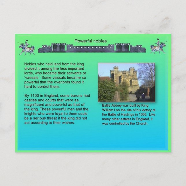 History, Middle Ages, Powerful Nobles Postcard (Front)