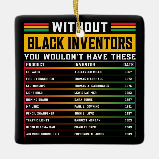 History Of Forgotten Black Inventors Black History Ceramic Ornament (Front)