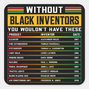 History Of Forgotten Black Inventors Black History Square Sticker