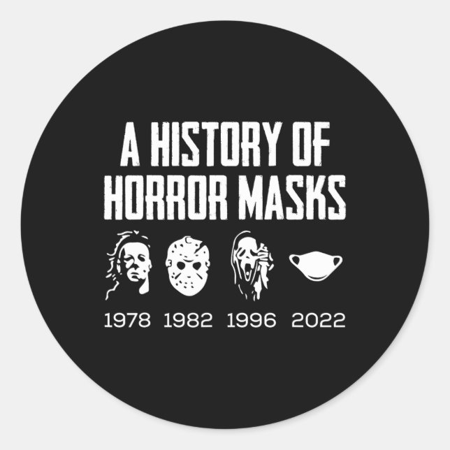 History Of Horror Masks Lazy Halloween Costume Fac Classic Round Sticker (Front)