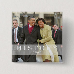 HISTORY: President Barack and Michelle Obama 2 Inch Square Button