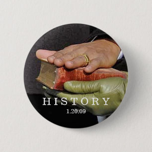HISTORY: President Obama Hand on Lincoln Bible 2 Inch Round Button