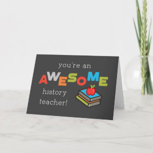 History Teacher Appreciation Day Books Awesome Card