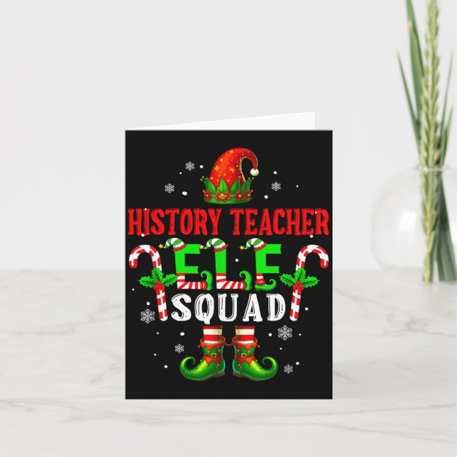 History Teacher Elf Squad Xmas Elf Hat Scute Ss Cu Card (Front)