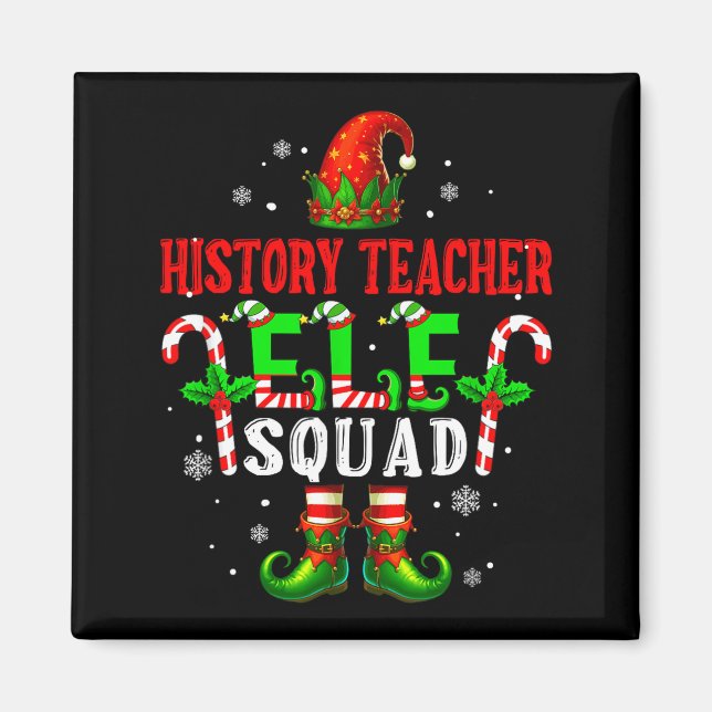 History Teacher Elf Squad Xmas Elf Hat Scute Ss Cu Magnet (Front)