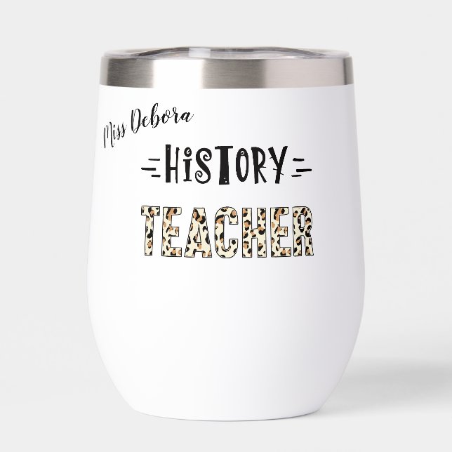 History teacher leopard tigerprint personalized (Back)