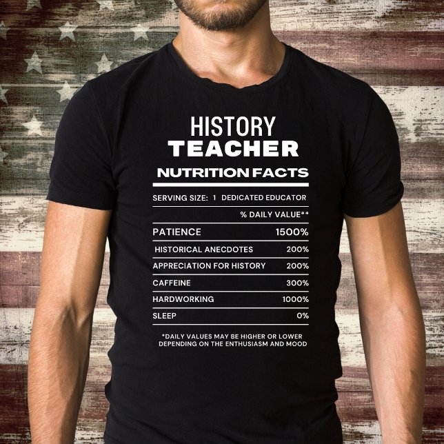 History Teacher Nutrition Facts Funny T-Shirt (Creator Uploaded)
