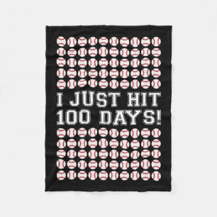 Hit 100 Days Of School Baseball Teacher Boys 100th Fleece Blanket