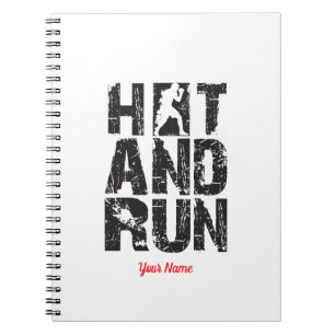 Hit And Run Boxer Silhouette Combat Sports Typogra Notebook