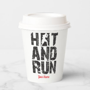 Hit And Run Boxer Silhouette Combat Sports Typogra Paper Cups
