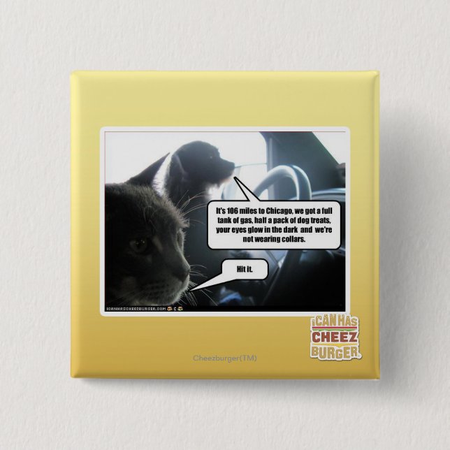 Hit It. 2 Inch Square Button (Front)