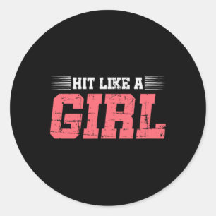 Hit Like A Girl Boxing Girl Gift Mma Kickboxing Bo Classic Round Sticker