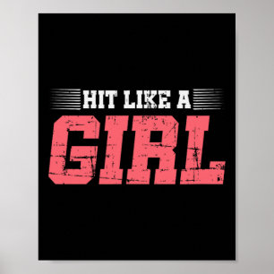Hit Like A Girl Boxing Girl Gift Mma Kickboxing Bo Poster