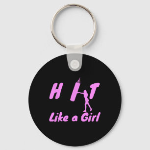 Hit Like A Girl Boxing Kickboxing Mma Boxer Gifts Keychain