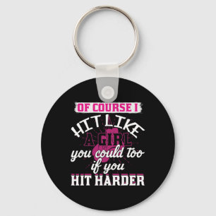 Hit Like A Girl Shirt Fun Kickboxing Boxing For Wo Keychain