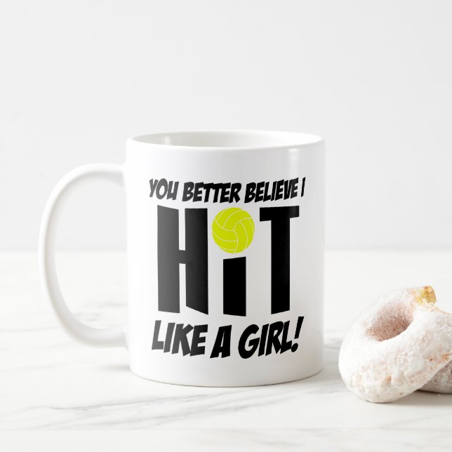hit like a girl volleyball coffee mug (With Donut)