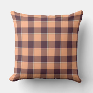 Hit Pink and Livid Brown Plaid Throw Pillow