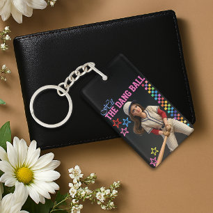 Hit The Dang Ball Funny Baseball Mom Doll Face Keychain