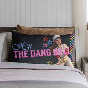 Hit The Dang Ball Funny Baseball Mom Doll Face Lumbar Pillow