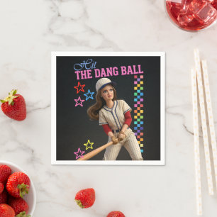 Hit The Dang Ball Funny Baseball Mom Doll Face Napkin