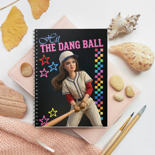 Hit The Dang Ball Funny Baseball Mom Doll Face Notebook