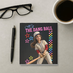 Hit The Dang Ball Funny Baseball Mom Doll Face Notepad