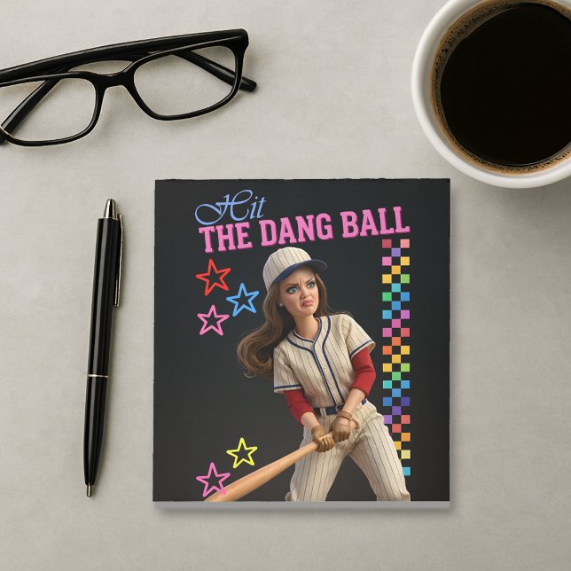 Hit The Dang Ball Funny Baseball Mom Doll Face Notepad (Creator Uploaded)