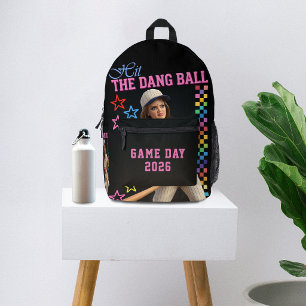Hit The Dang Ball Funny Baseball Mom Doll Face Printed Backpack