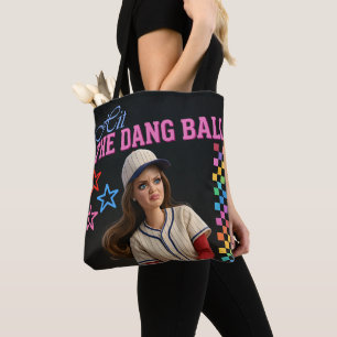 Hit The Dang Ball Funny Baseball Mom Doll Face Tote Bag