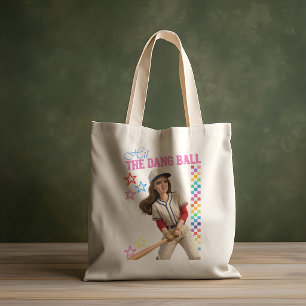 Hit The Dang Ball Funny Baseball Mom Doll Face Tote Bag