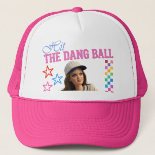 Hit The Dang Ball Funny Baseball Mom Doll Face Trucker Hat