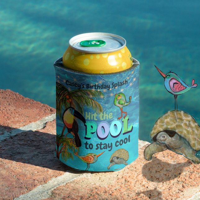 Hit the Pool to stay Cool Birthday Personalized Can Cooler (Hit the Pool to stay Cool Birthday Personalized Can Cooler  Front
)
