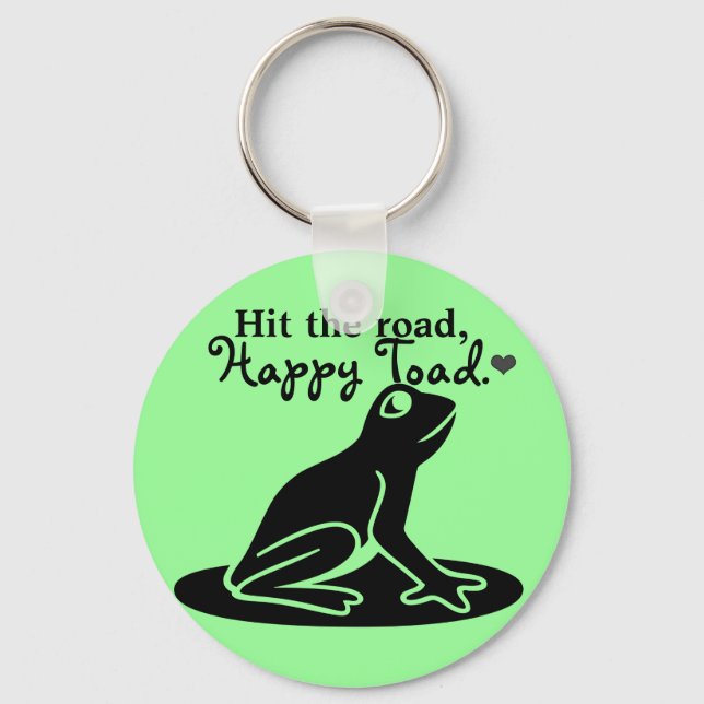 Hit The Road, Happy Toad Cute Green Key Chain (Front)