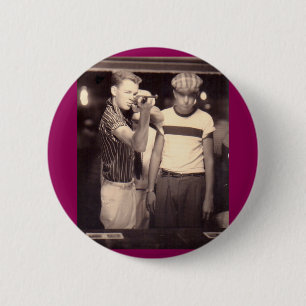 hit the target and win a kewpie doll 2 inch round button