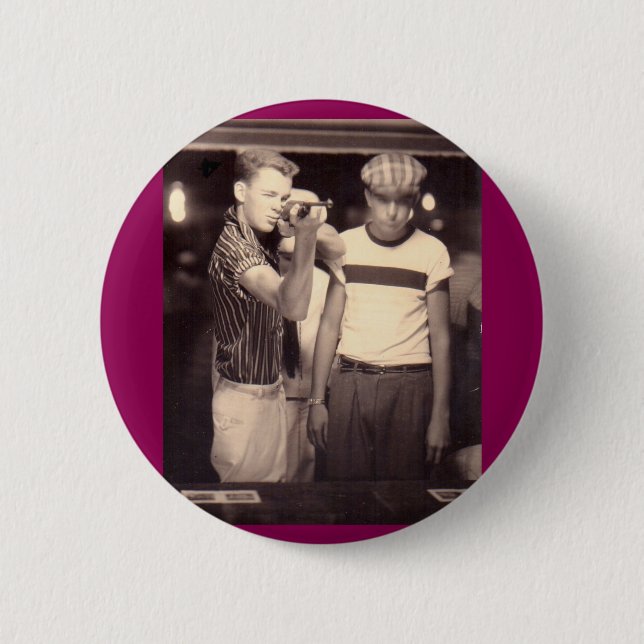 hit the target and win a kewpie doll 2 inch round button (Front)