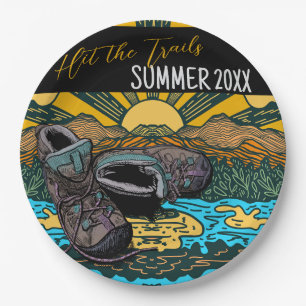 Hit the Trails Hiking Personalized Camping Picnic Paper Plate
