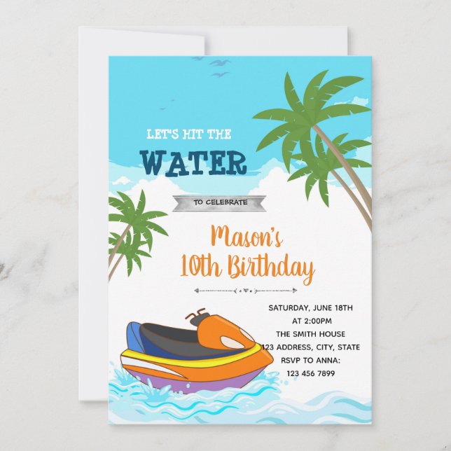 Hit the water birthday invitation (Front)