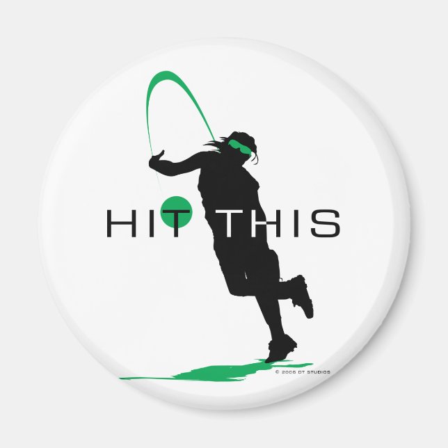 Hit This Green Pitcher Softball Magnet (Front)