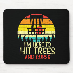 Hit Trees And Curse Sunset Retro Disc Golf Frisbee Mouse Pad