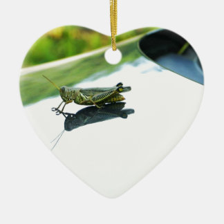 hitch hiking grasshopper ceramic ornament