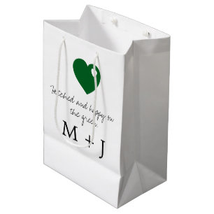 'Hitched and Happy on the Green' Wedding Favour  Medium Gift Bag