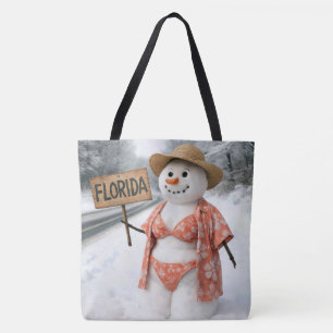 Hitchhiking Snow Lady With Florida Sign Tote Bag