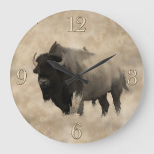 Hitching a Ride  -  Bison-lover's Design Large Clock