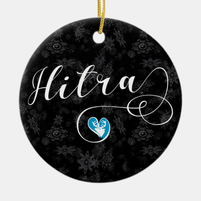 Hitra Flag Heart, Norway Ceramic Ornament (Front)