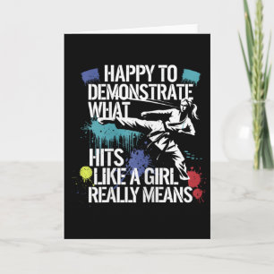 Hits Like A Girl Martial Arts Pride Quote Card