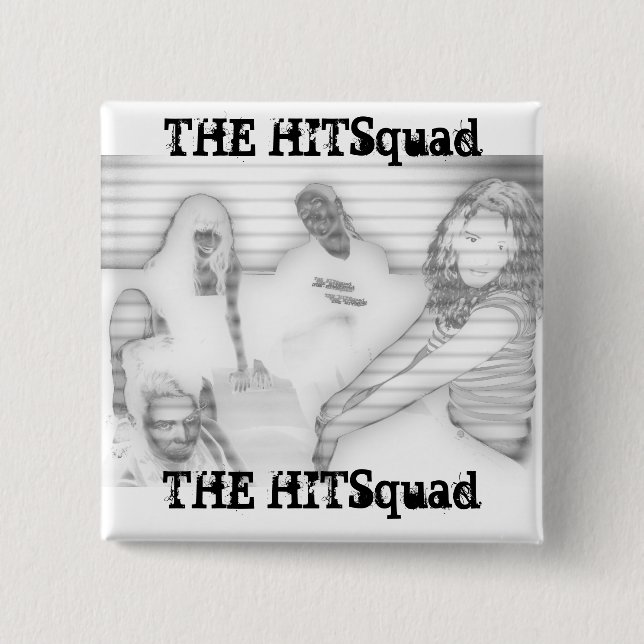 Hitsquad Ladies:  Gris 2 Inch Square Button (Front)