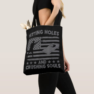 Hitting Cornholes And Crushing Souls Funny Team  Tote Bag