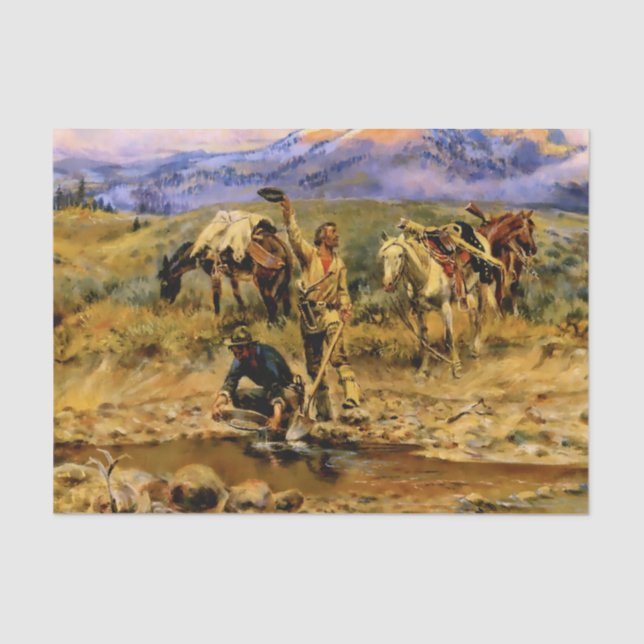 “Hitting Pay Dirt” by Charles M Russell Tissue Paper (Front)