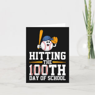 Hitting The 100th Day Of School Baseball Lover Kid Card